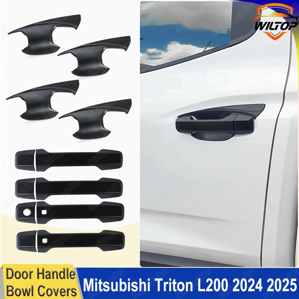 

Door Handle Bowl Covers for Mitsubishi Triton L200 2024 2025 Montero Sport Protector Cover Matte Black Car Exterior Accessories
