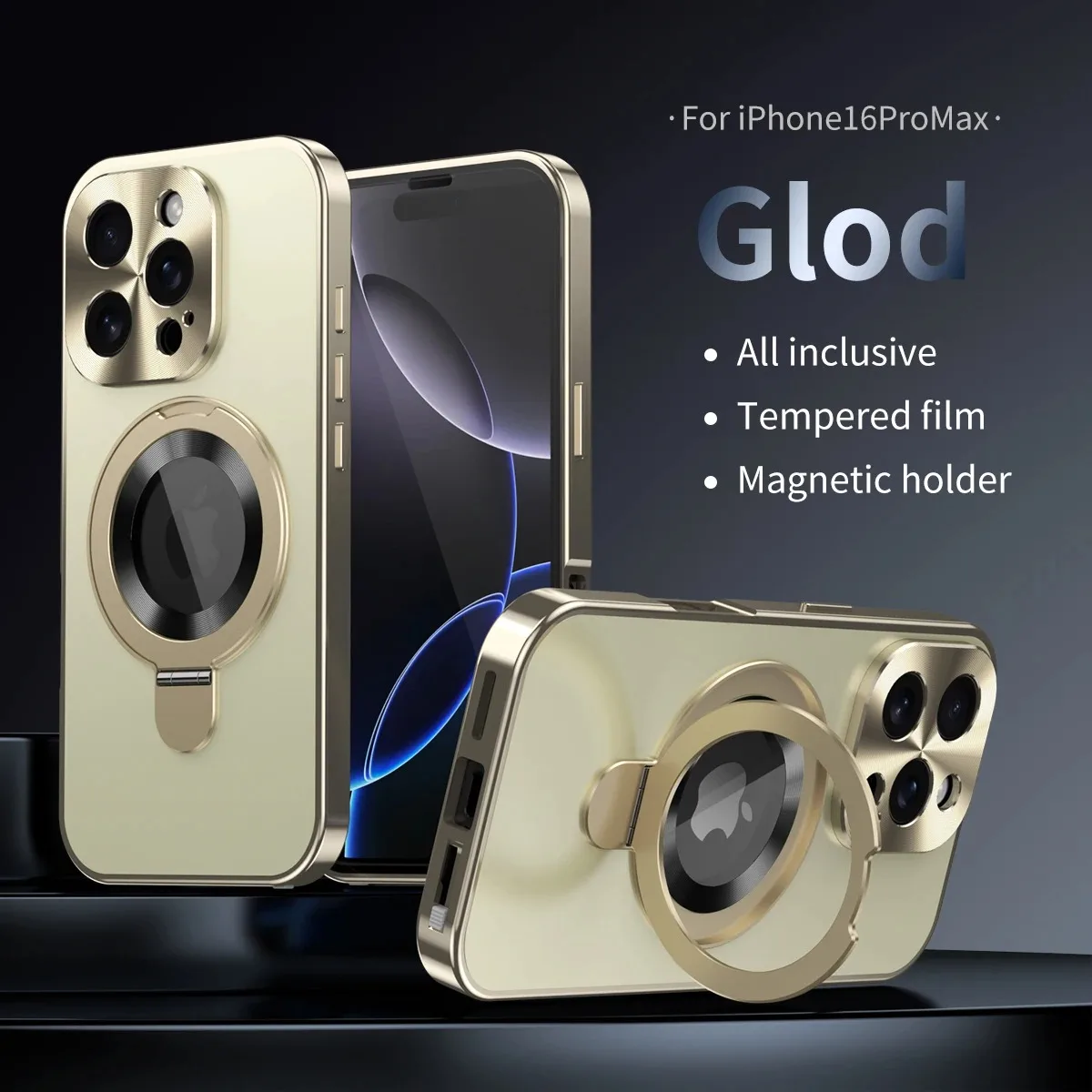 Originele Farve Bagplade mobiele hoes voor iPhone 17/14/15/16 Pro Max met magnetische houder, metalen frame, all-inclusive spiegelbescherming.