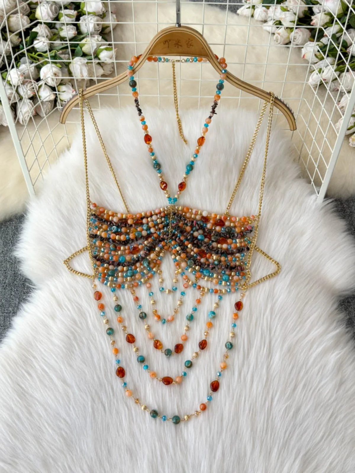 

Модный женский жилет-топ с жемчужной цепочкой для тела, однотонный, для повседневной носки