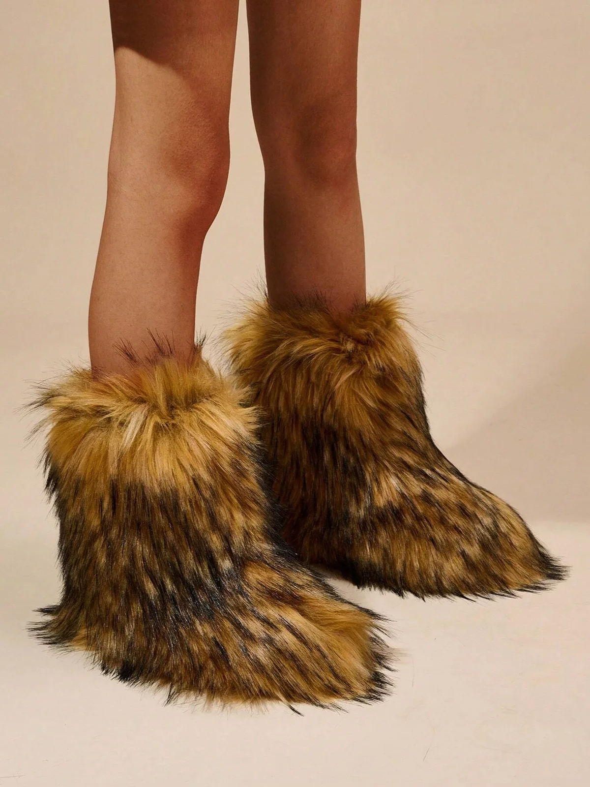New Winter Faux Fur Lining Warm Casual Snow Boots, Fashion Mid-Calf Boots For Women, Christmas Vibe
