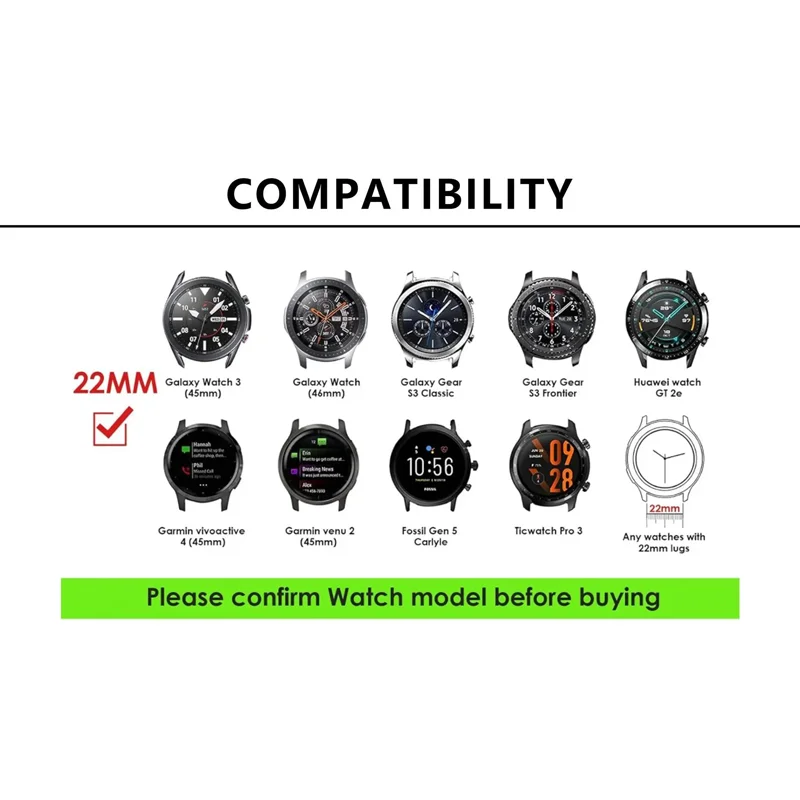 سوار سيليكون لساعة سامسونج ، جالاكسي 65 برو 4 ، هواوي GT2 ، أمازون فيت خمر ، حزام المعصم ، 22