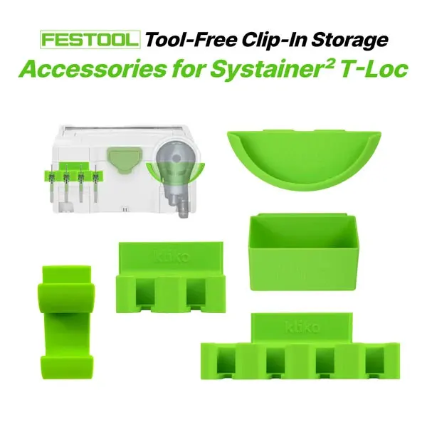 Clip‑On Tool Holder Set Compatible with Festool Systainer T‑Loc Woodworking Toolbox Storage Organizer for Workshop
