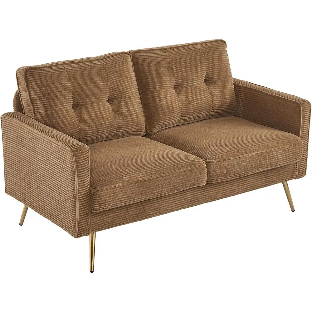

56 Khaki Loveseat - Cozy Corduroy 2-Seater Sofa for Living Room, Office, or Dorm in Small Spaces
