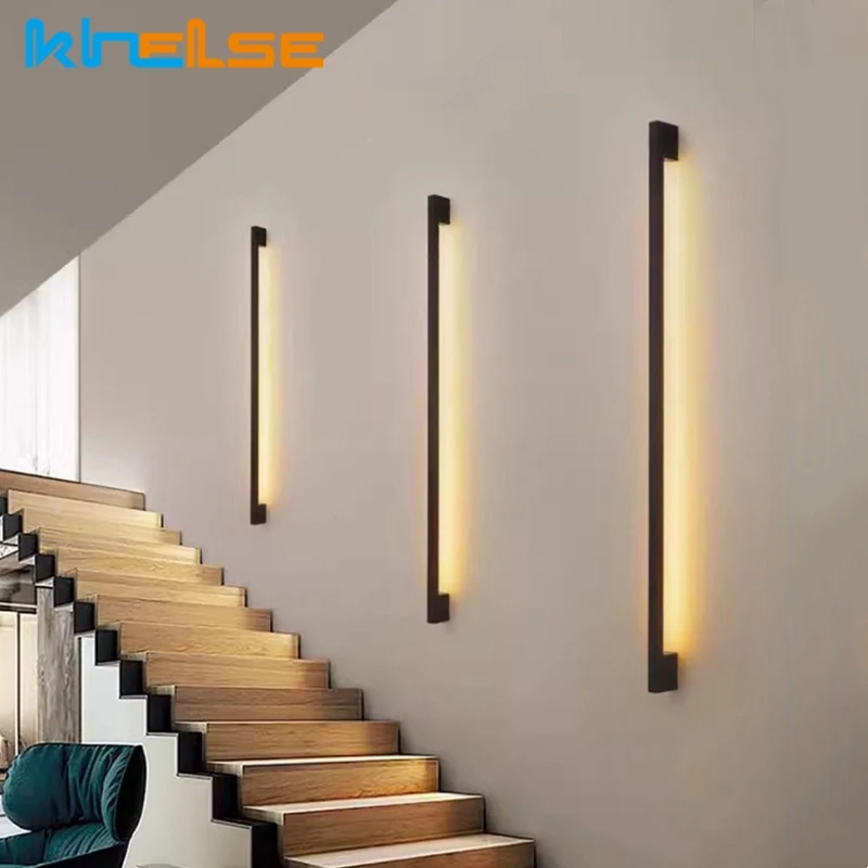 

Modern Ultra Slim LED Wall Lamp Long Tube Black/White/Gold Stair Sconce Bedside Living Room Hallway Home Decor Wal Light Fixture