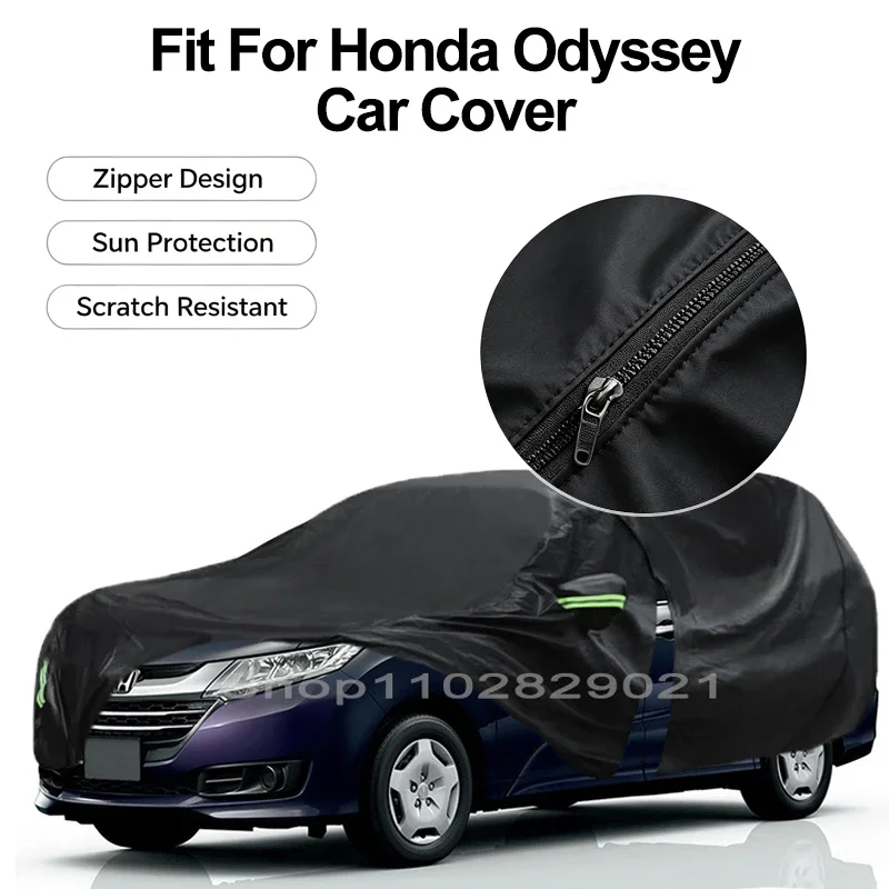Zipper Door Waterproof Car Cover For Honda Odyssey Windproof Dustproof UV Protection All Weather Auto Protector