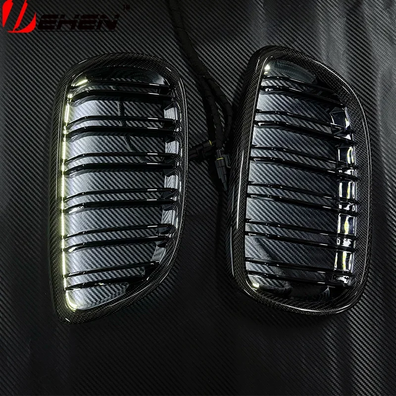 

For BMW F01 F02 F20 F22 F87 F30 F32 F80 F82 F10 F15 F07 F25 F26 LED luminous Racing Grills Carbon Fiber Front Grille Replacement
