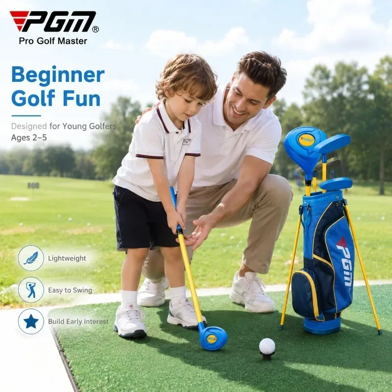 PGM 2-5 Years Old Kids Golf Club Set Golf Training Wood Iron Swing Putter Bag Boy Girl Beginner's Golf Accessories