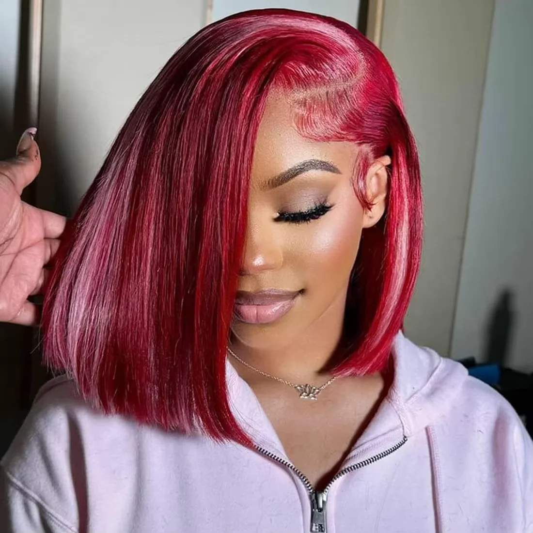 Pelucas de cabello humano con encaje Frontal 99J Borgoña liso Bob 13x4 para mujeres Color rojo vino pelucas frontales de cabello humano brasileño prearrancadas