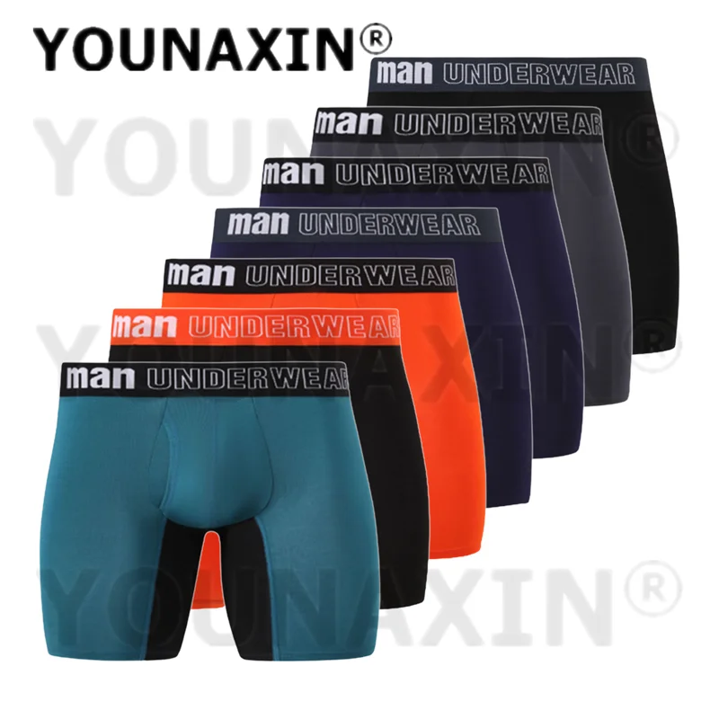 7 Pcs Men's Big Size Boxers Briefs Sexy Underwear Panties Long Undies Open Crotch Sports Knickers M L XL 2XL 3XL 4XL 5XL 6XL 7XL