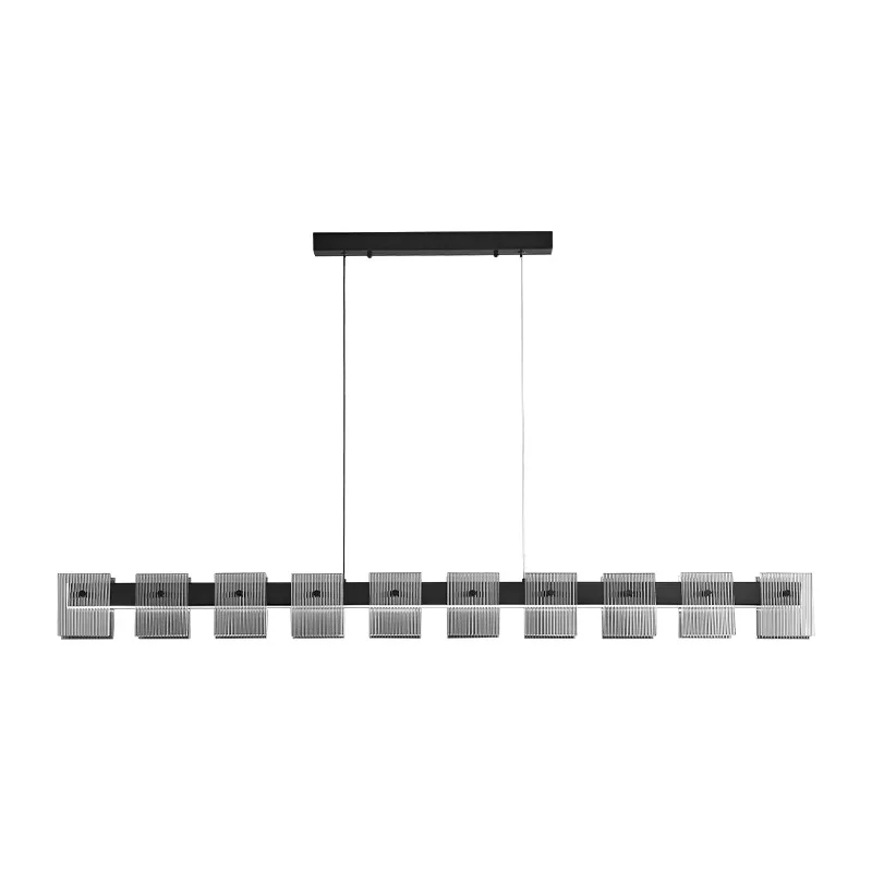 

Nordic fashion all-copper restaurant lamp modern villa one-word glass chandelier