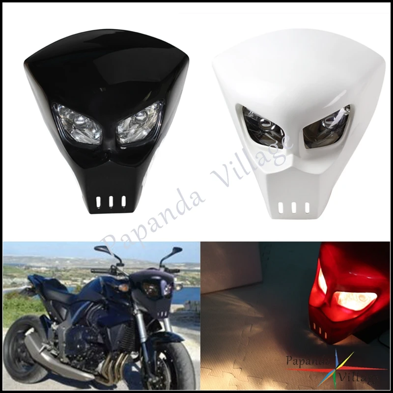 Motorcycle 12V Skeleton Front Headlight Fairing Handmade Skull Head Lamp Cover Mask for Yamaha Honda Suzuki Kawasaki Ducati