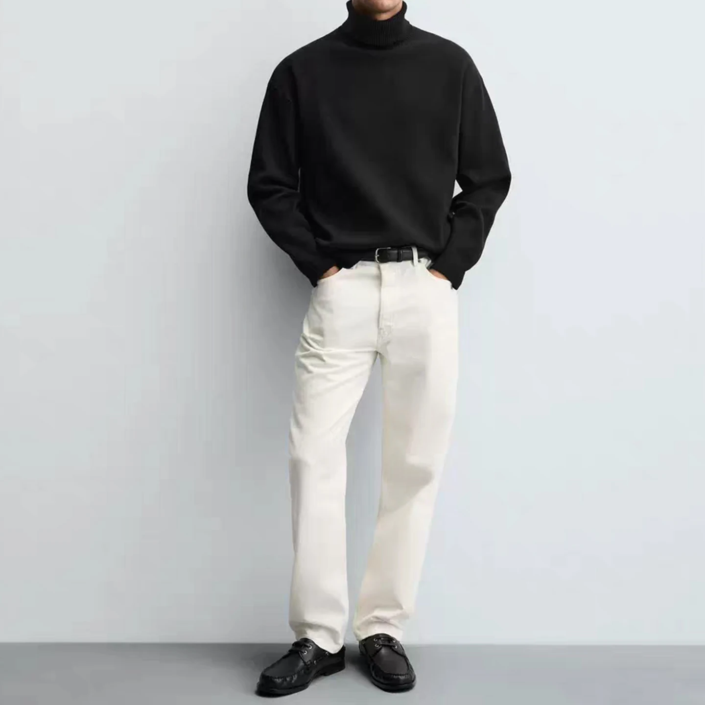 2025 Autumn New Men's Casual High Collar Long Sve Knitted Sweater Soft Touch Simple Sle Daily Wear Comfortable Breathable