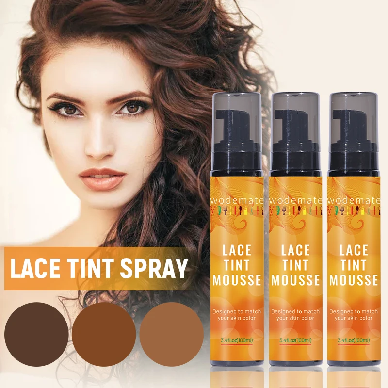 Pizzo tinta Spray impermeabile pizzo tinta Mousse marrone chiaro Styling schiuma per parrucca parrucca ad asciugatura rapida nodi guaritore per toupet nessun residuo