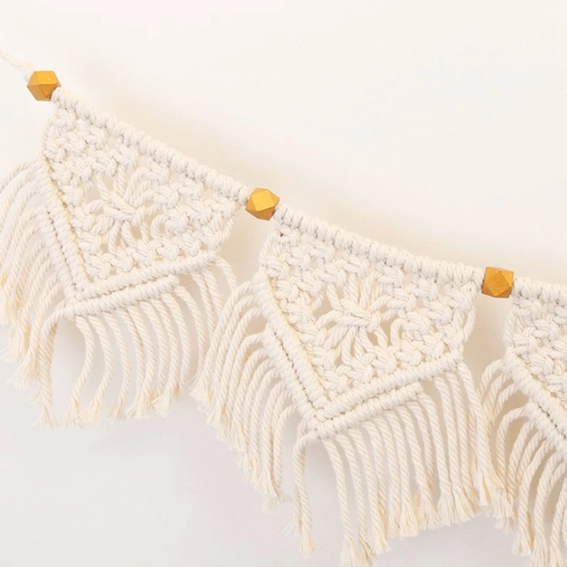 A01F-Macrame Fringed Woven Tapestry Wall Hanging Home Wall Decoration Decor Living Room Bedroom Headboard Wall Hanging