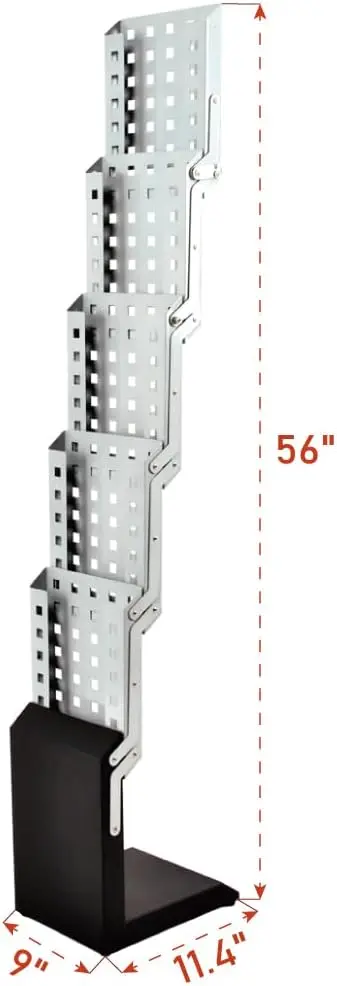 Durable Aluminum Brochure Stand 5 Pocket Literature Rack Portable Display Organizer