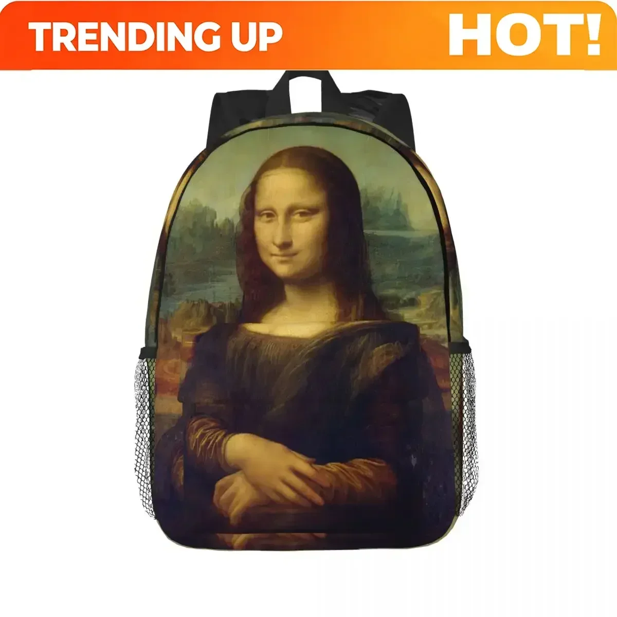 Custom Bag Mona Lisa By Leonardo Da Vinci Backpacks Boys Girls Bookbag Students School Bags Travel Rucksack Shoulder Bag Large C