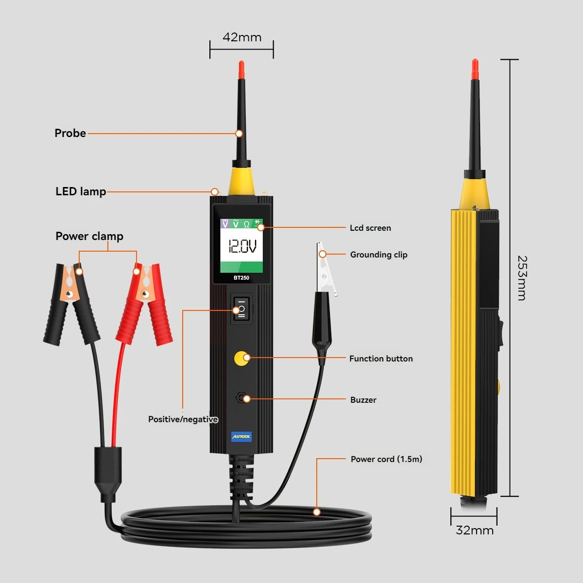 Strumento di ricerca dell'interruttore del tester della sonda del circuito di alimentazione automobilistica, rilevatore elettrico di cortocircuito aperto 12/24V