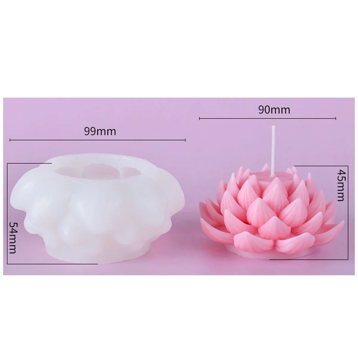 Simulation Lotus Candle Silicone Mold Blossom Flower Soap Fragrance Ornaments Making Chocolate Cake Decor Gift,A