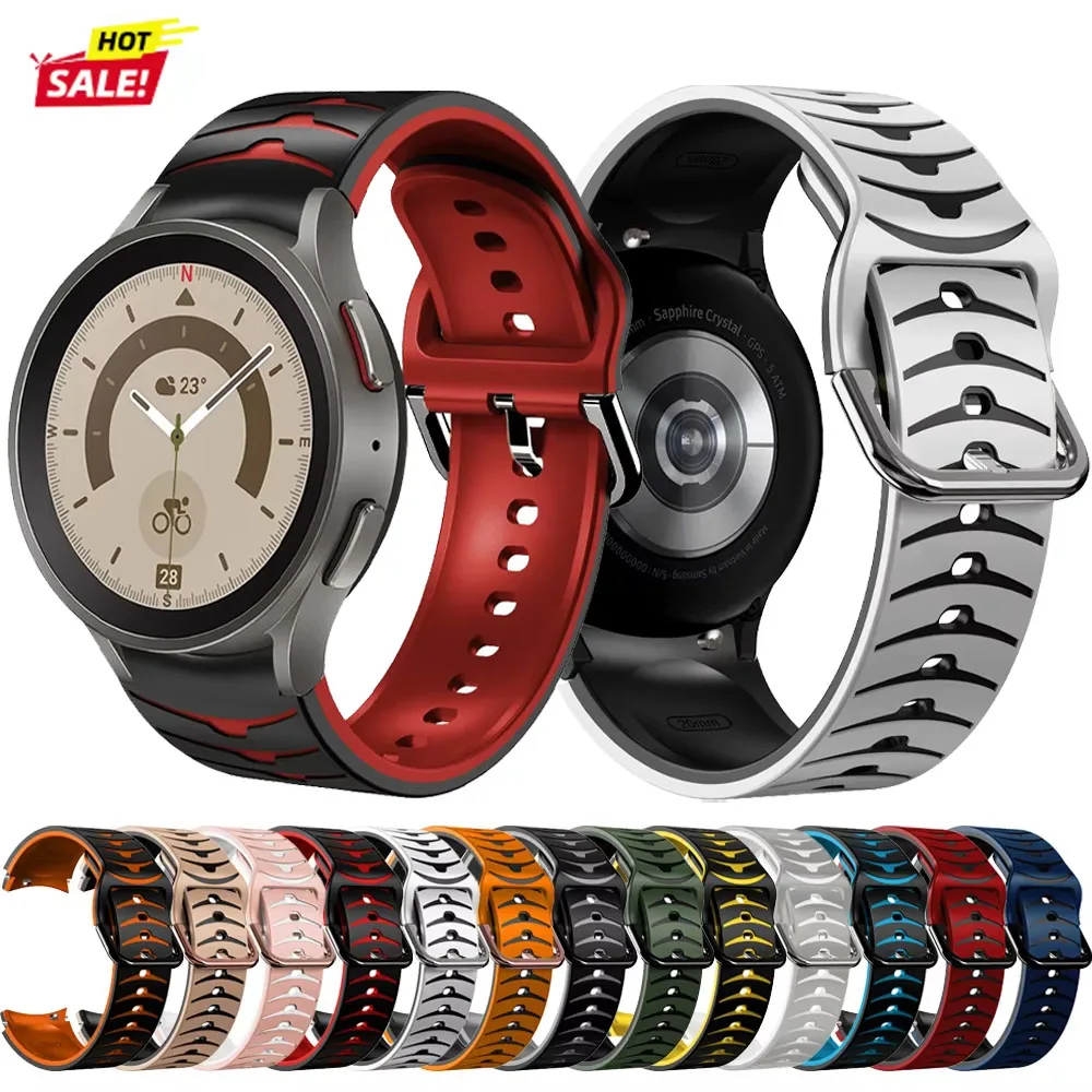 Two-color Silicone Strap for Samsung Galaxy Watch 7 6 5 4 40mm 44mm Breathable Comfortable Band Watch 6/4 Classic 46/42/47/43mm