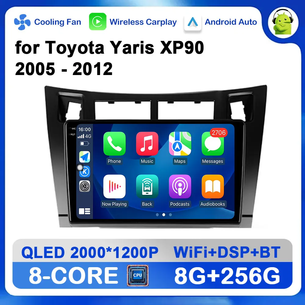 

Car Multimedia Radio Video Player Android OS for Toyota Yaris XP90 2005 - 2012 GPS Navi Bluetooth Wireless Carplay Auto Tools