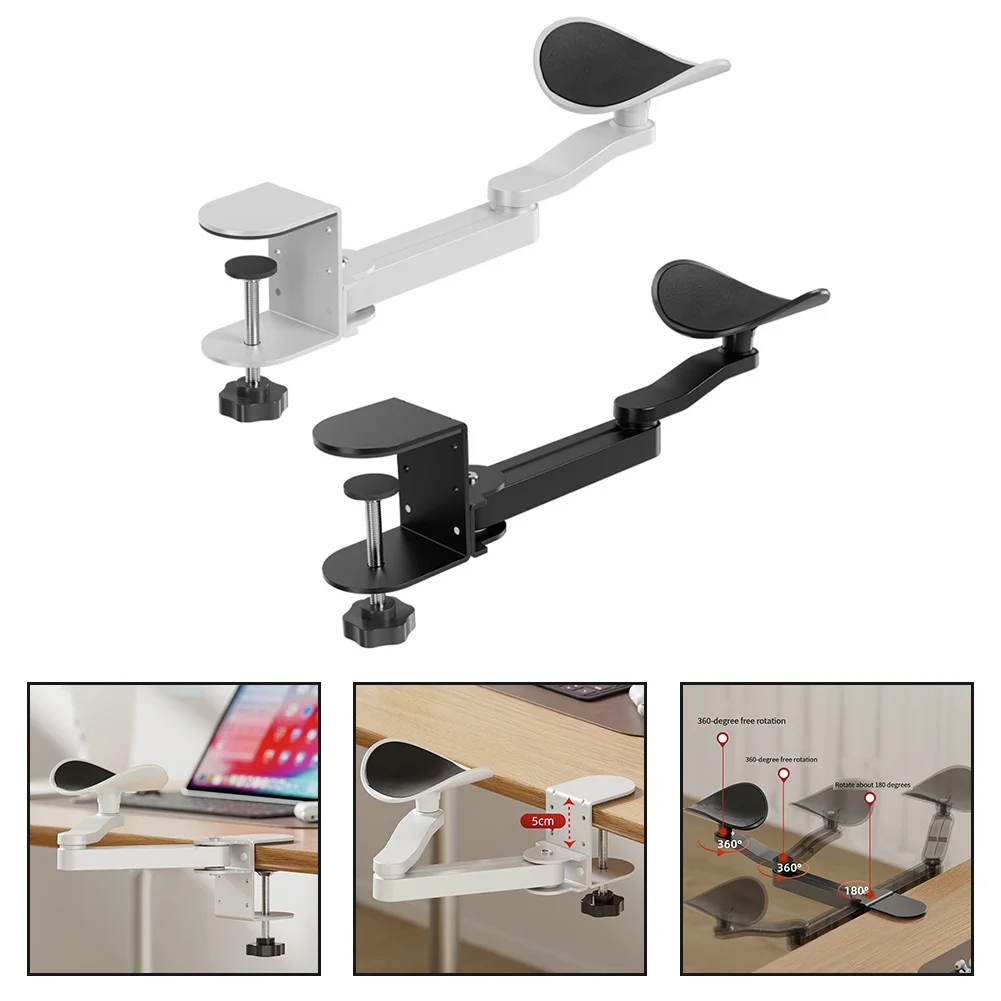 Office Use Home Workspace Computer Desk Support Aluminum Alloy Holder Elbow Support Bracket 3 Levels Adjustment