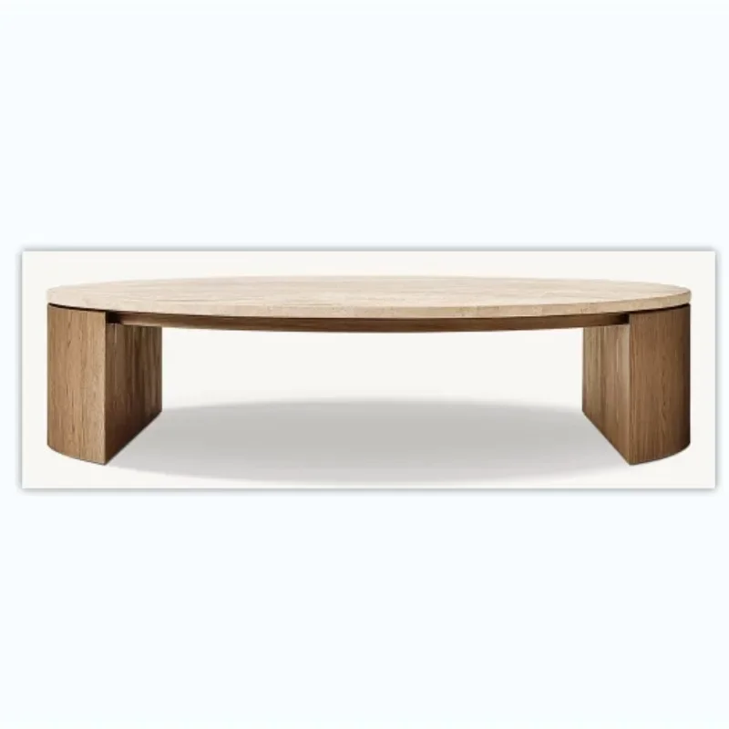 طاولة قهوة فاخرة لغرفة المعيشة مصنوعة من الخشب الصلب الأمريكي وعرض غرفة المعيشة والرخام المكتبي #2