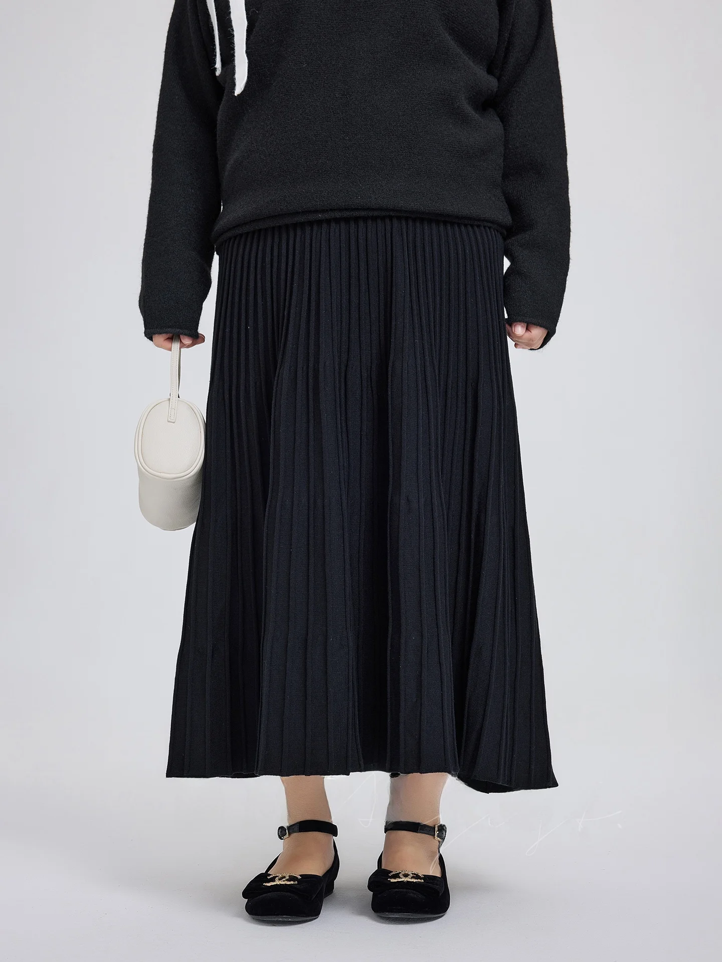 

Новая зимняя плиссированная юбка DMRORO больших размеров с высокой талией, черная, стройнящая, модная, миди, для повседневной носки и офиса