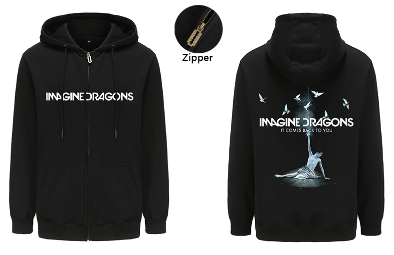 

Vintage Zipper Hoodies Imagine Dragons Rock Band Hoodie Sweatshirts Mens Outerwear Heavy Metal Coat Hooded Streetwear Hoody Tops