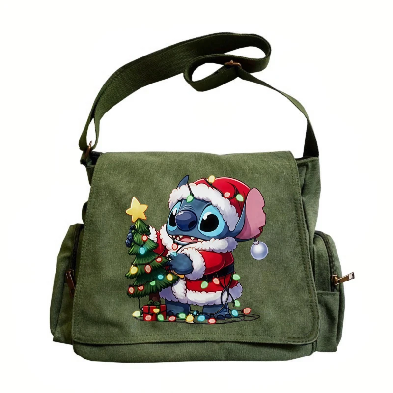 

Christmas Theme Stitch Women's Canvas Bag Large Capacity Messenger Bag With Stitch Print Shoulder Bag For Women Christmas Gifts
