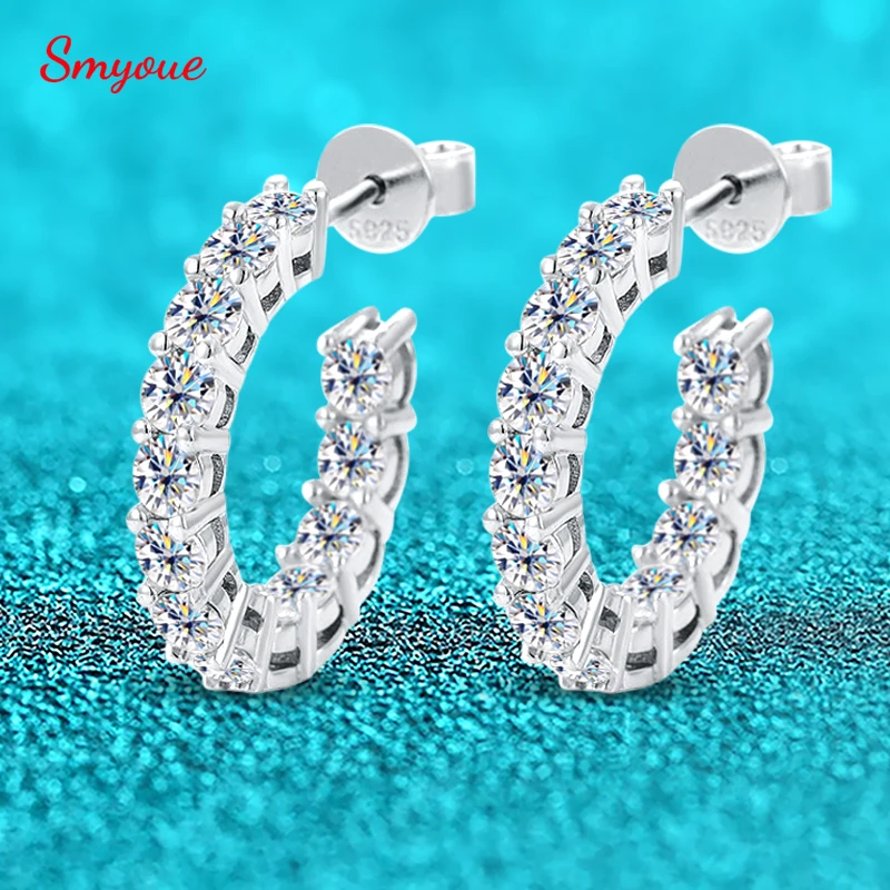 

Smyoue 2.6cttw D Color Certified Moissanite Hoop Earrings for Women Sparkling Full Diamond Sterling Silver 925 Jewelry Wholesale