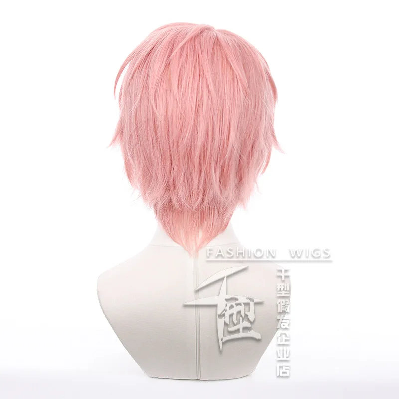 Conjuntos Estrelas-Itsuki Shu Perucas Cosplay, Cabelo Curto Rosa, Resistente Ao Calor, Sintético, Acessórios de Festa de Halloween, Adereços, Jogo