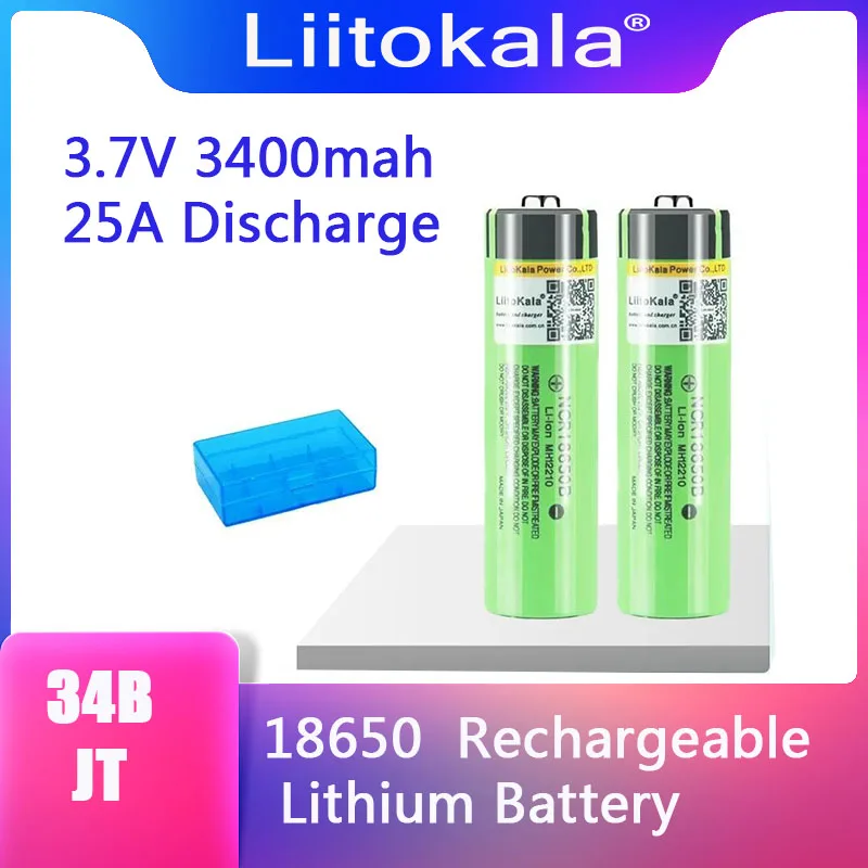 

10PCS LiitoKala 34B 100% New Original NCR18650B 3.7v 3400 mah 18650 3400mAh Lithium Rechargeable Battery Flashlight batteries