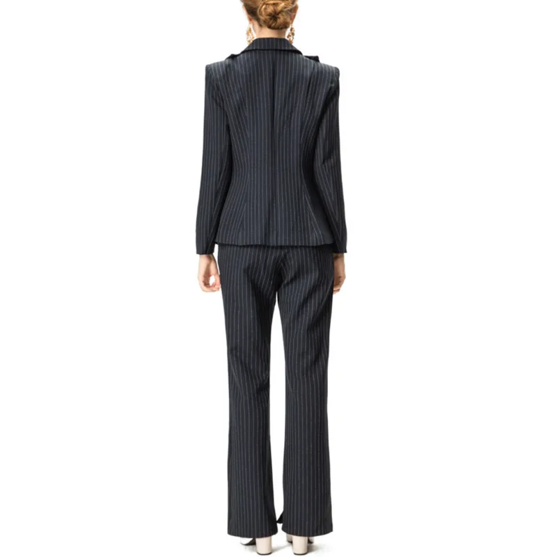 HKSH ربيع الخريف جديد المرأة قطعتين دعوى مجموعة مخطط التلبيب زرر سليم صالح السترة مستقيم السراويل مكتب سيدة المد HK15324