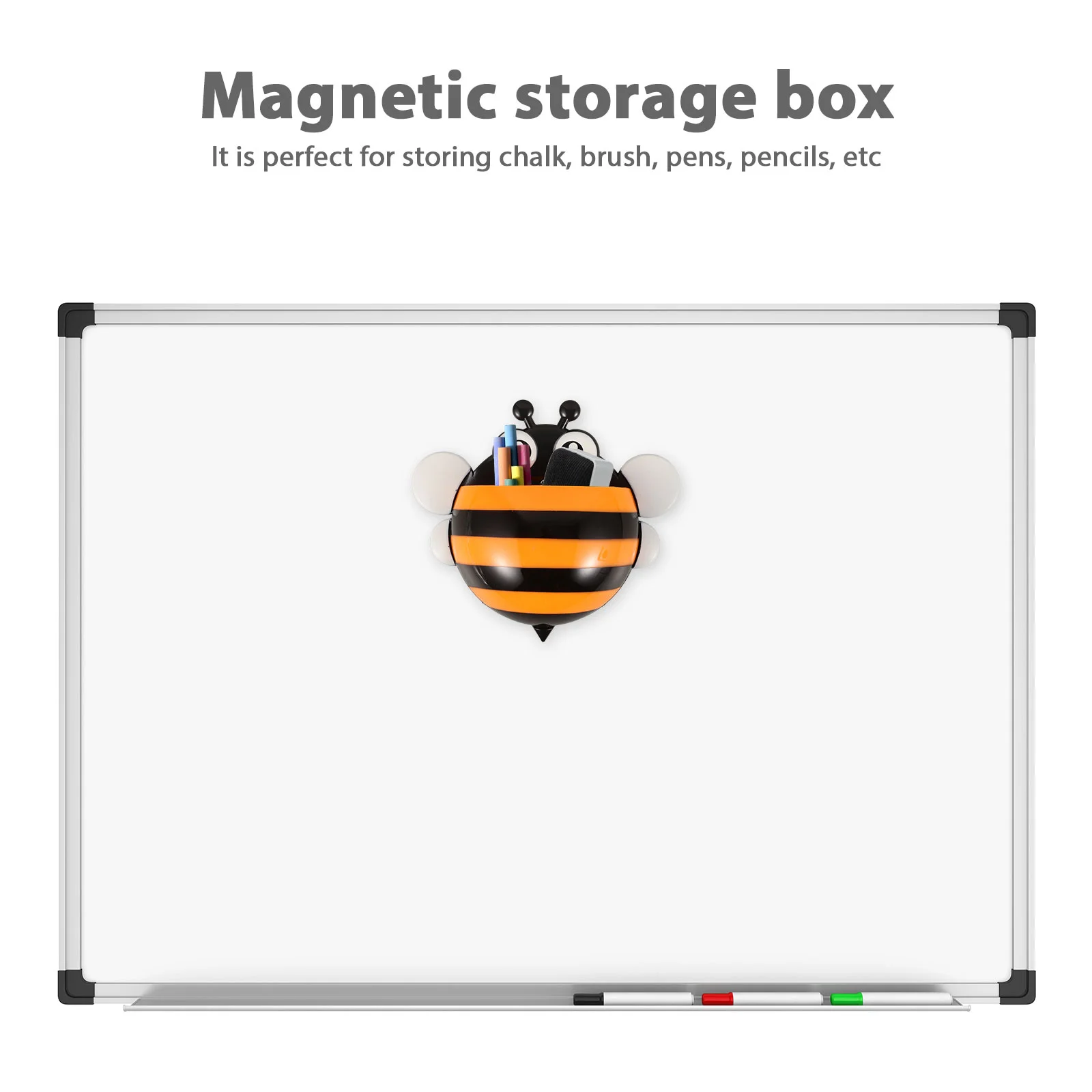 건식 지우기 정리함 작은 꿀벌 보관함, 마그네틱 펜꽂이 문구 걸이, 원격 홀더
