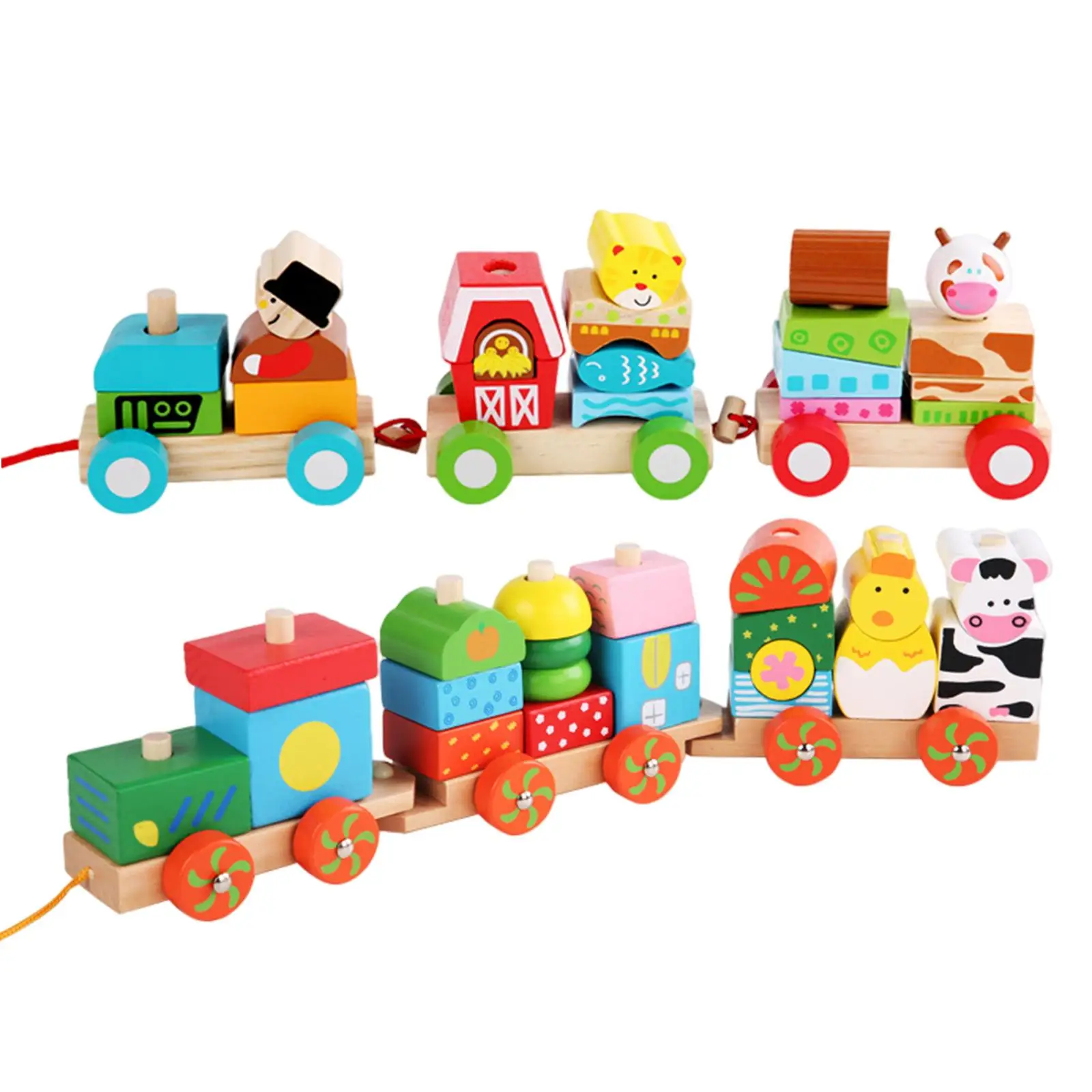 

Stacking Train Toy Smooth Baby Toys Wood Train for Birthday Christmas Girls