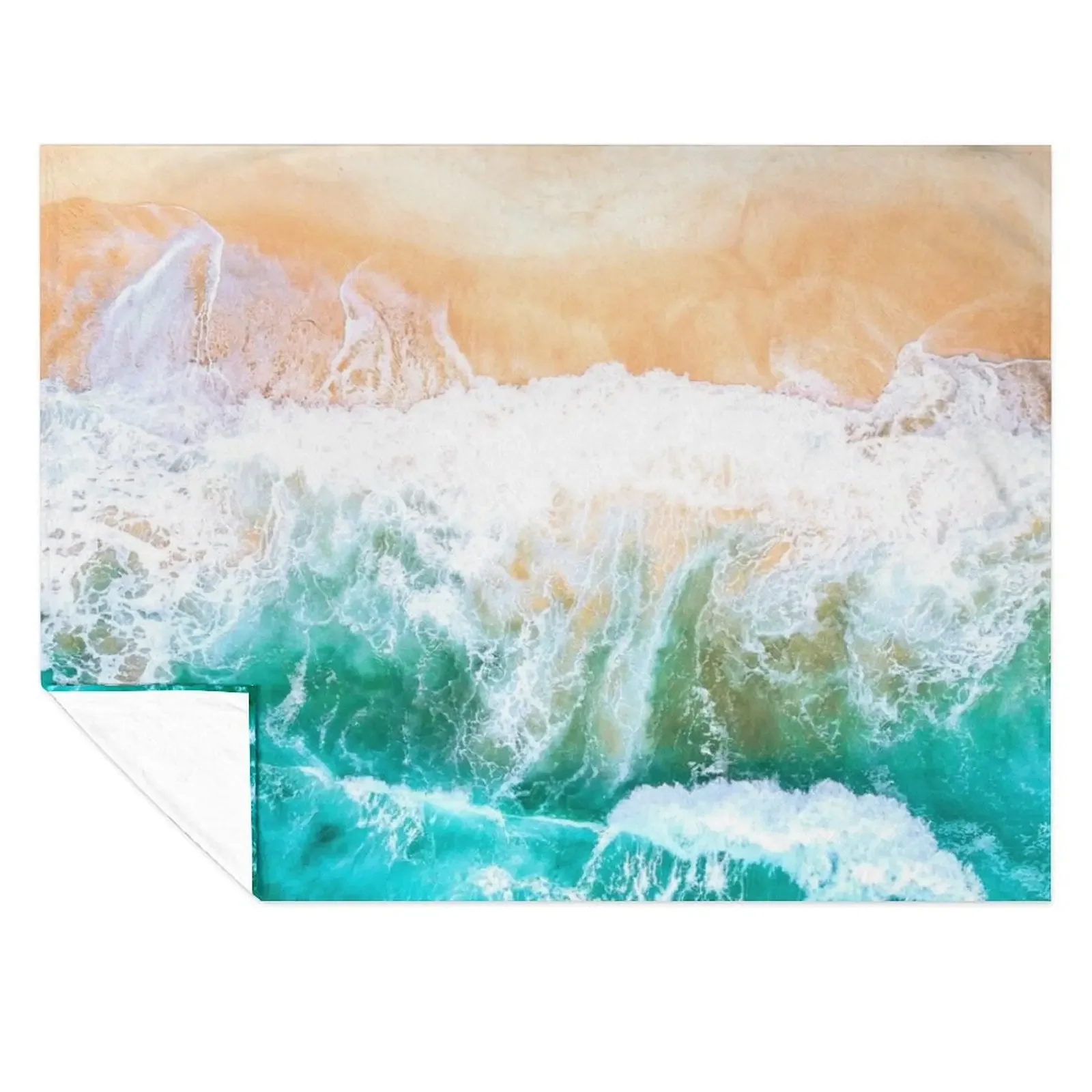 

The hot sand of a tropical beach cooled by the blue waves of the cold ocean Throw Blanket Furrys Sofa Beach Stuffeds Blankets