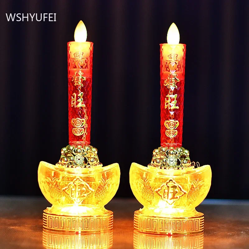 2pcs Simulation Flame Buddhist Guanyin Enshrined Ornament Home Fengdhui Decoration Bringing Good Luck