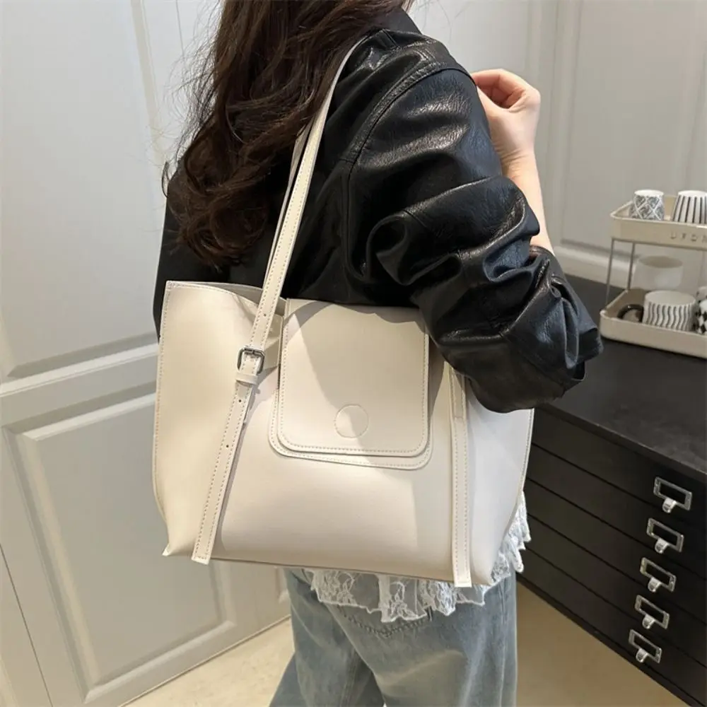 

2pcs/set Versatile Women Tote Bags Hand-held With Small Bag Pu Leather Underarm Bag Simple Solid color Single Shoulder Bag