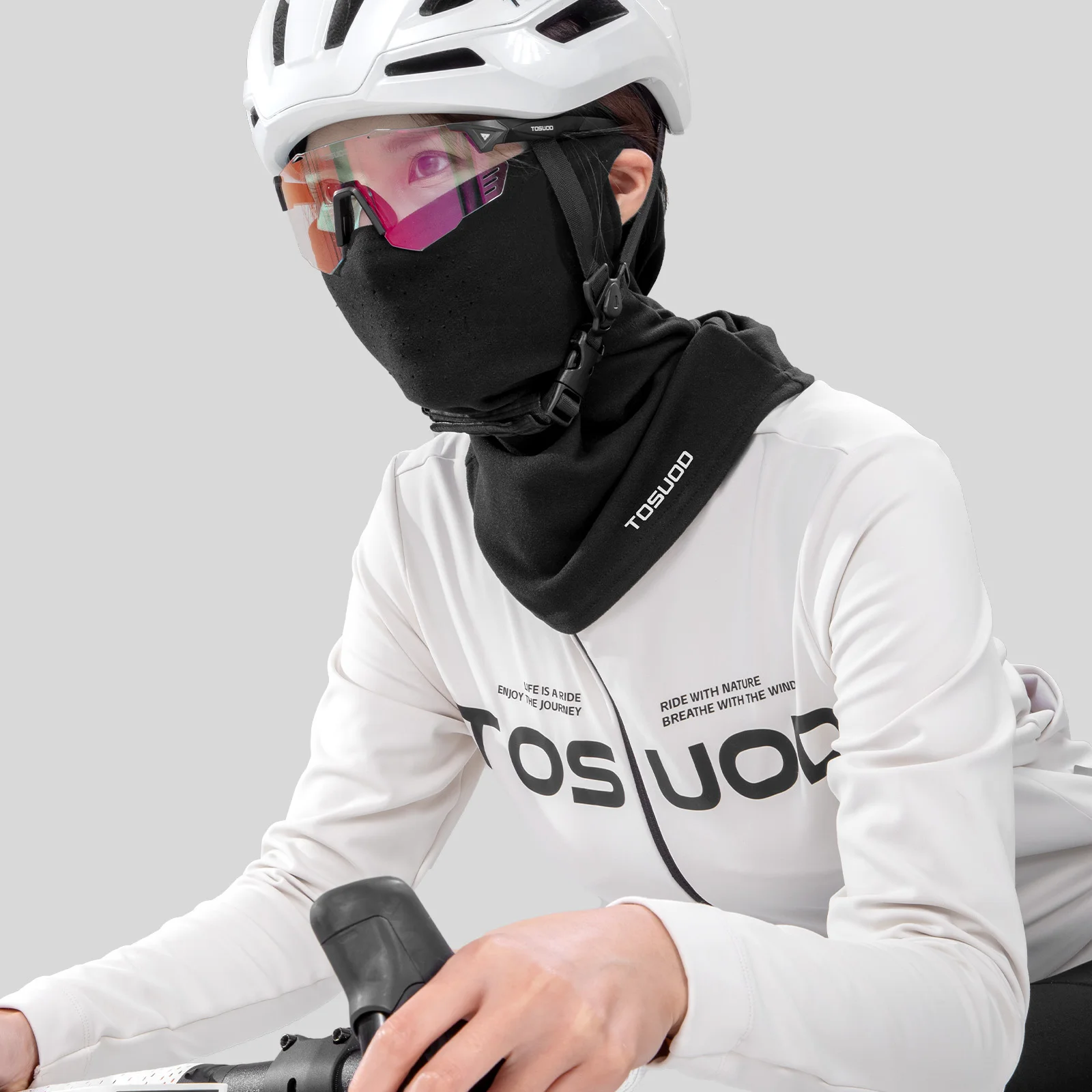 TOSUOD Winter-Gesichtsmaske, kältebeständig, warm, winddicht, schweißlösend, Skifahren, Kopfbedeckung, Radfahren, Skaten, Motorrad-Gesichtsmaske – Detail 8