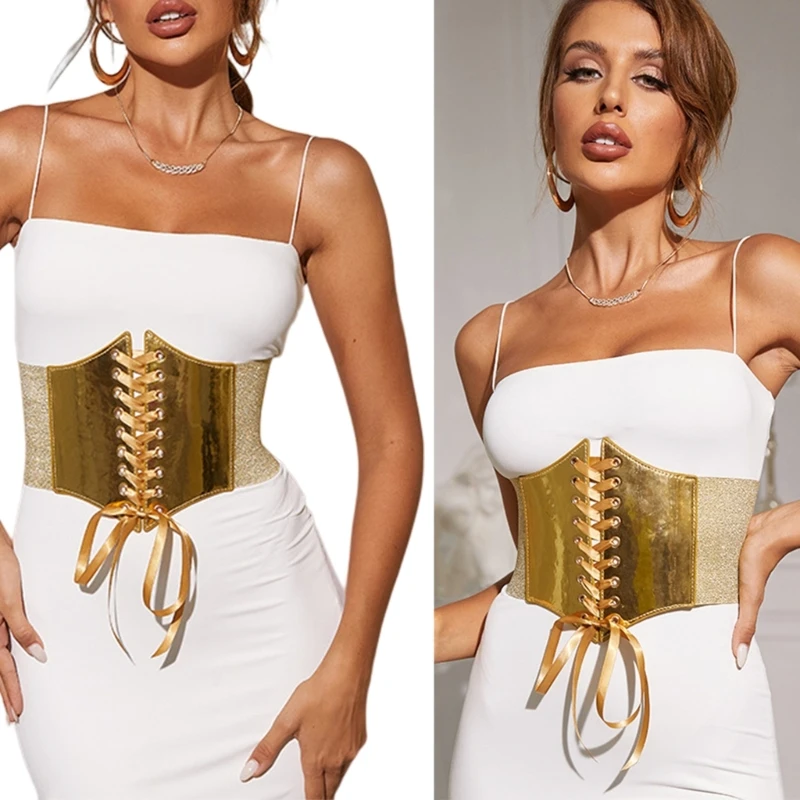 Elastische Riem Voor Jurk Gouden Corset Riem Grote Gouden Riem Voor Vrouwen Y2k Corset Underbust Brede Jurk Riem Taille