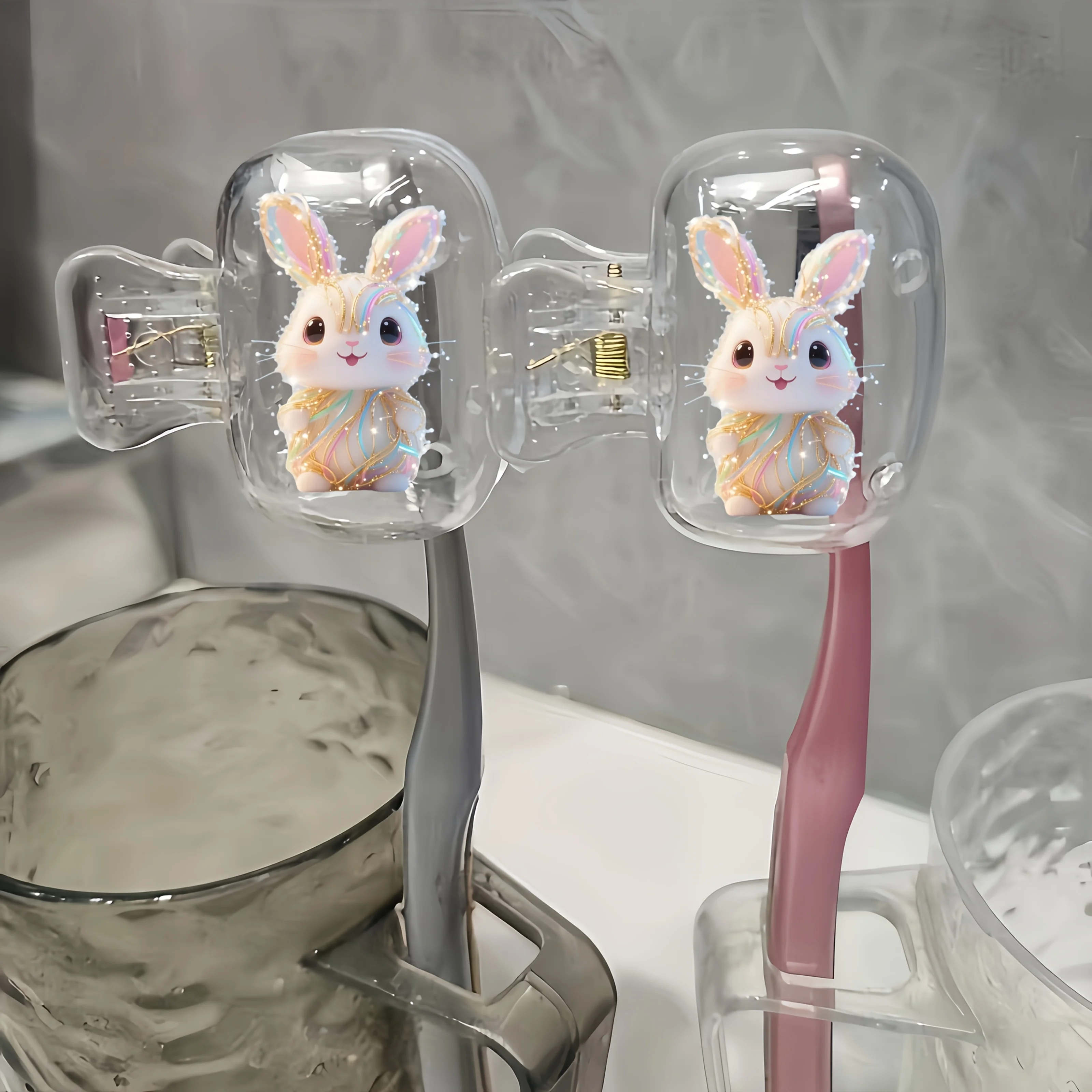 Home Essentials Bathroom Accessories - 2 sztuki błyszczących uchwytów na szczoteczki