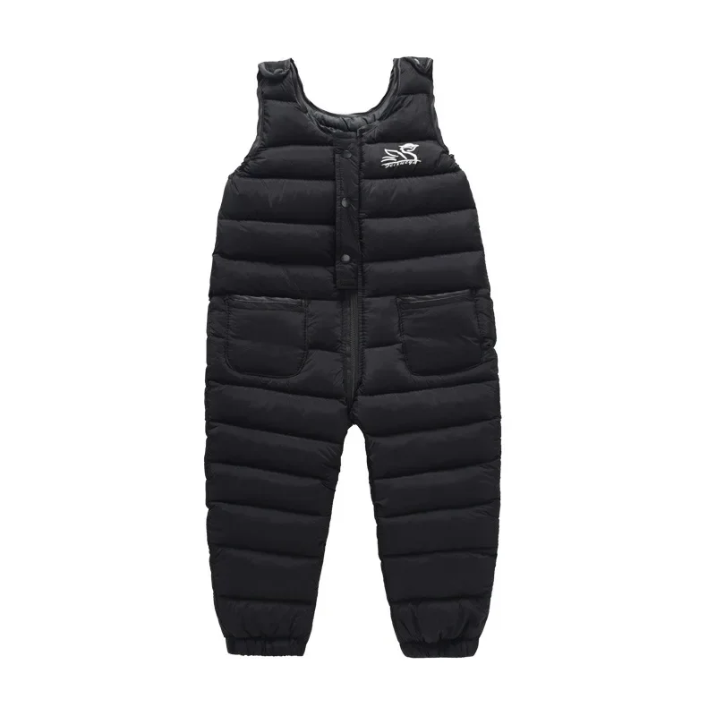 Winter Down Cotton Pant Solid Color Children Clothing for Girls Warm children outdoor clothes Jumpsuit Thickened Bib Kid Clothes