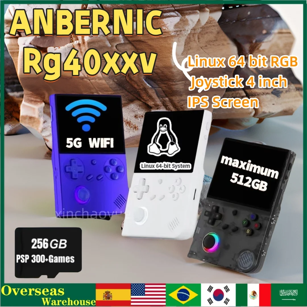 

Anbernic Rg40xxv Retro Handheld Game Console Video Player 4.0-inch Ips Screen 256G 300+ Psp Games Gift Linux 5g Wifi Bluetooth