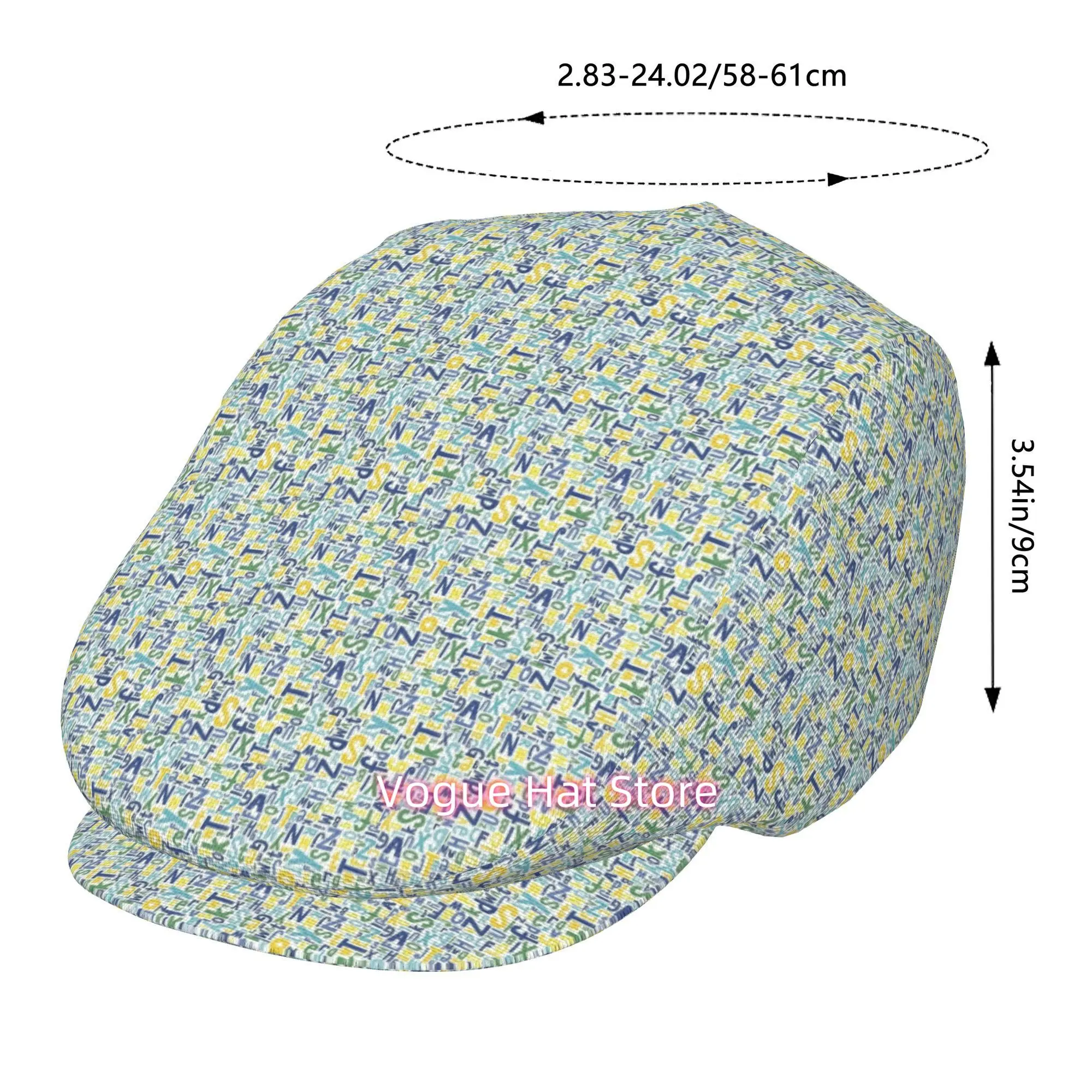 1pc Colorful Letters Pattern, Creative Text Elements All-over printed beret,  newsboy cap, unisex, a must-have fashion accessory