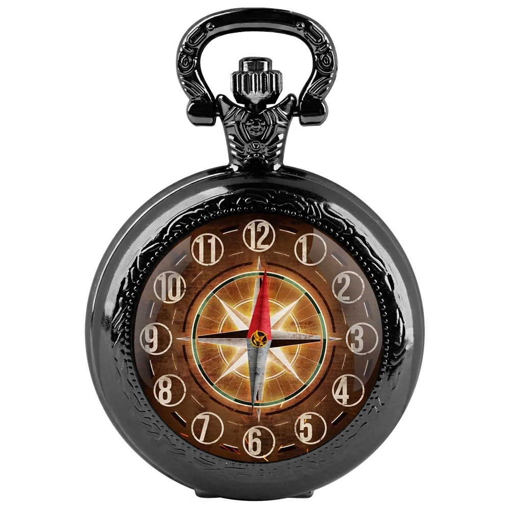 Classic Movie-Themed Glass Dome Quartz Pocket Watch Necklace: Arabic Numeral Dial Unisex Accessory Gift