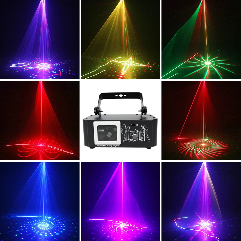 HCWE US PLUG Upgraded Version Remote Control Starry Sky Pattern Beam Radium Spotlight RGB Applicable To House Party Halloween DJ