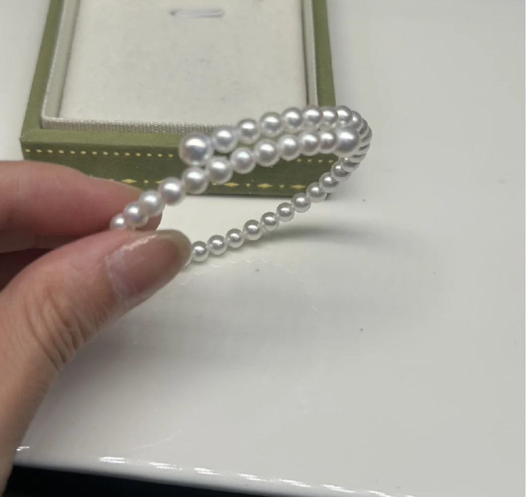 

Japan akoya AAA Pearl Bracelet 5-9mm Round Versatile Premium Open memory elastic steel wire