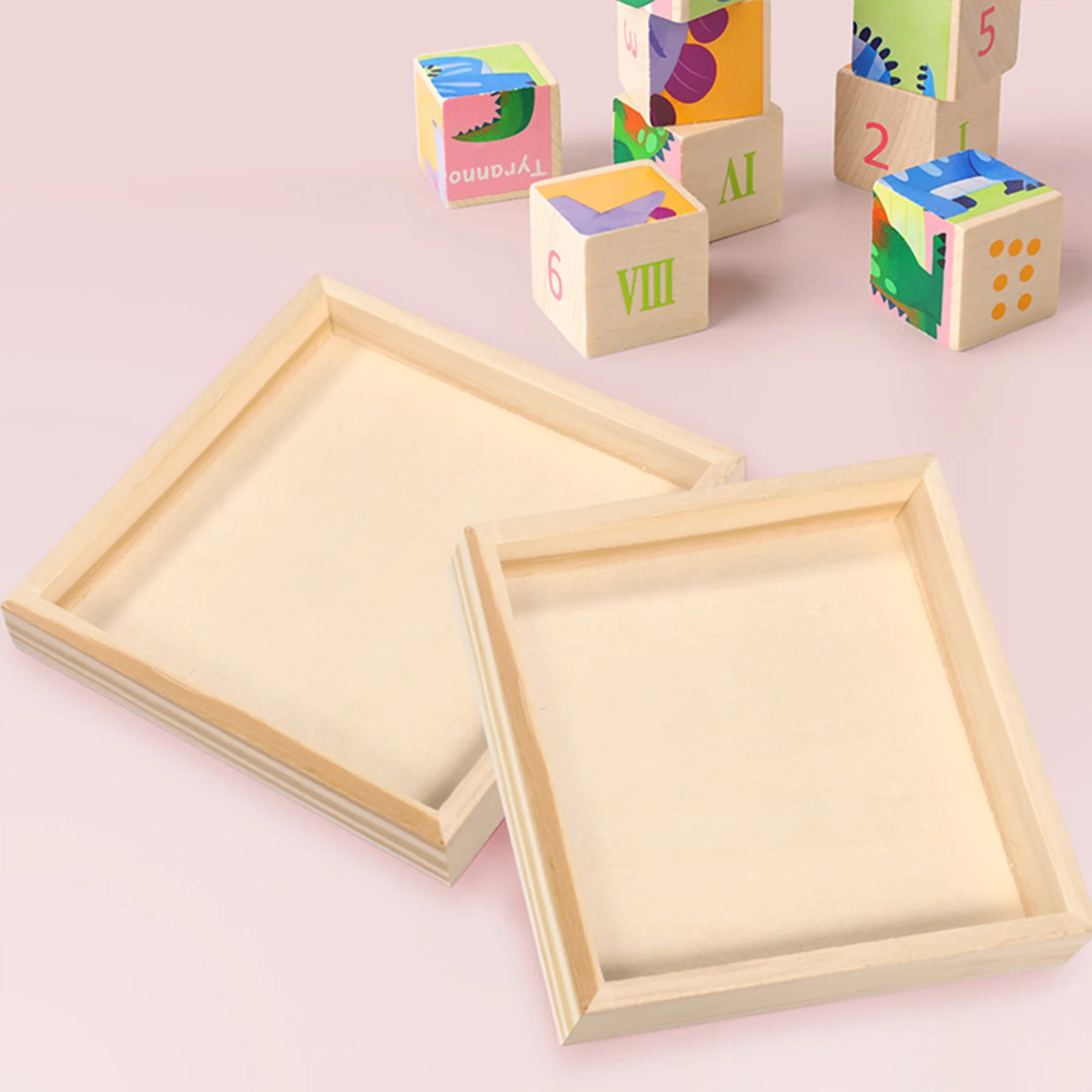 

4Pcs Wood Sorting Trays Organizers for 3D Puzzle Storage and Display Tray Wood Serving Tray