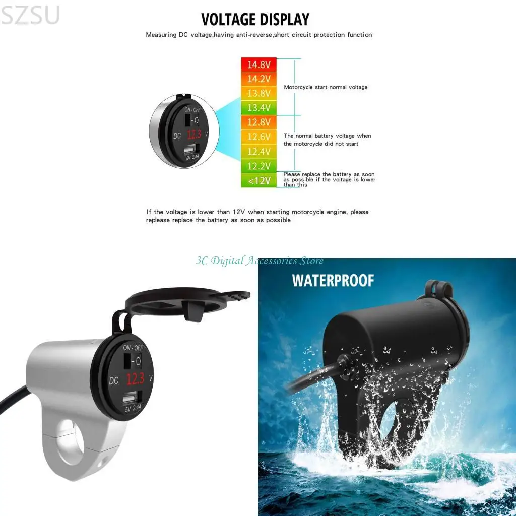 

SZSU Motorcycle Power Adapter SAE to USB Adapter with On Off Switch Charging Adapter
