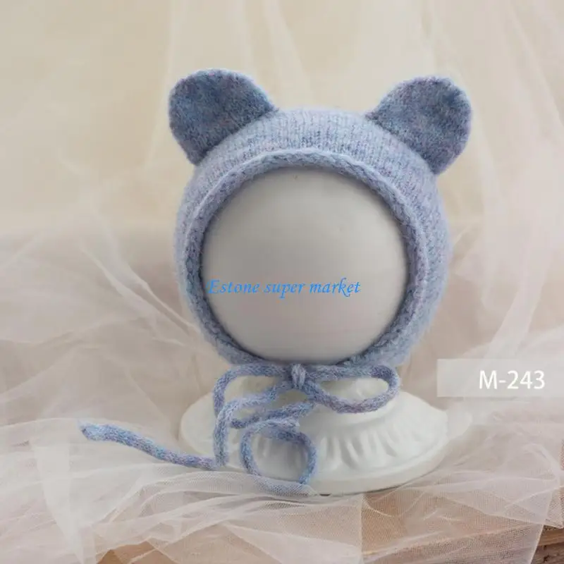 090B Baby Ear Knitting Hat Handmade Crochet Cap Newborn Photography Prop